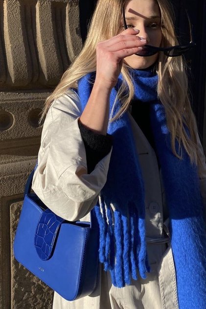 Unisex Puffy Lightweight Scarf Cobalt Blue