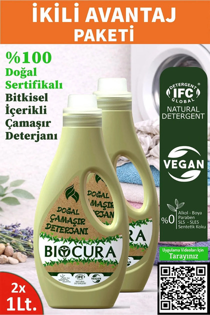 %100 Doğal Sertifikalı Bitkisel İçerikli Çamaşır Deterjanı 1000ml x 2 Adet