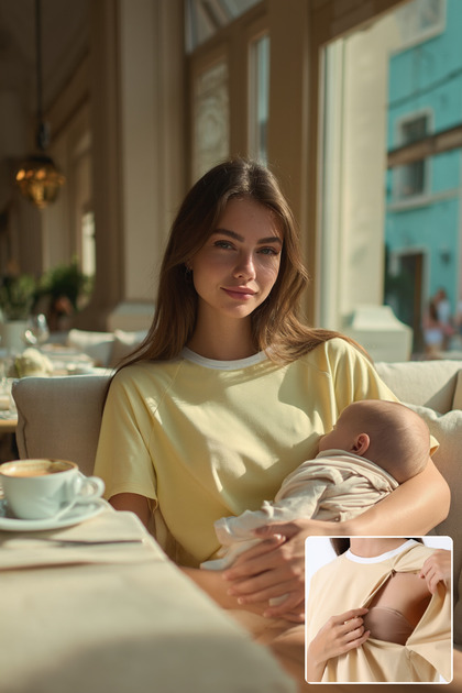 بلوزة للرضاعة بسحاب مخفي - مقاس واسع