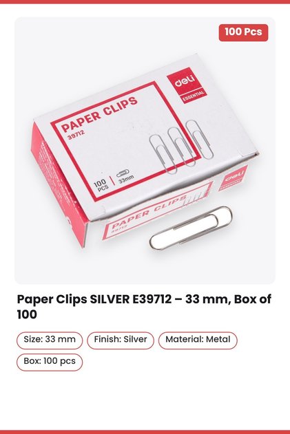 Paper Clips SILVER E39712