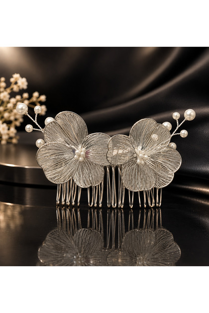 Bridal Buckle with Pearls, Floral Bridal Accessory, Comb Buckle, Bead Buckle