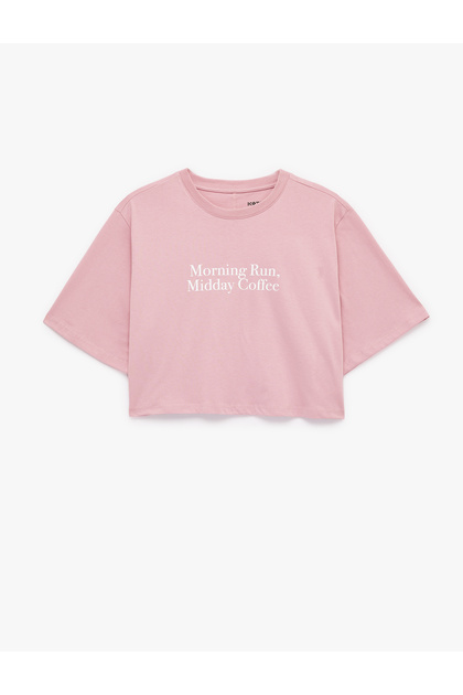 Short Sleeve Crew Neck Comfortable Fit Crop Printed Sports T-Shirt