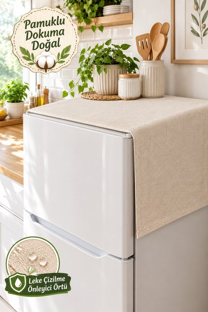 Raw Cloth Refrigerator Top Cover Natural Fabric 65X120 cm Dust and Stain Protective Cover