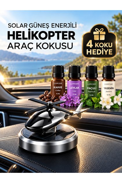 Helikopter Araba Kokusu gri Güneş Enerjili OTO-ODA Kokusu Aksesuar Arabanıza Hediye Edin helikopter solar enerjili set