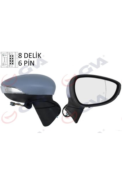DIŞ DİKİZ AYNASI SAĞ FORD FİESTA 08> ELEKTRİKLİ ISITMALI ASTARLI 6PİN 6 FİŞ VM-6313EHPAR