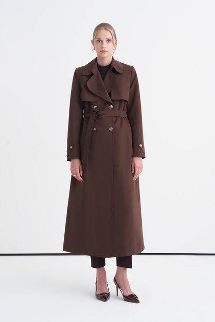 Chain Accessory Detailed Belted Bitter Trench Coat 13560