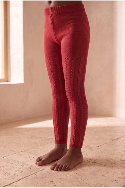 Children's Cotton Chain-Patterned Leggings, Red