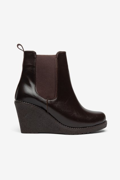 Women's Bitter Brown Side Zipper Elastic Wedge Heel Boots