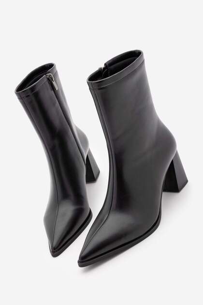 Women's Thick Heeled Pointed Toe Boots Simva Black