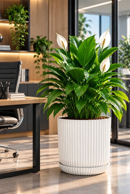 10,5 Litre Lotus Tabaklı Dekoratif Çiçek Saksısı – Modern Çizgili Tasarım, Drenaj Delikli, İç ve Dış Mekân Uyumlu
