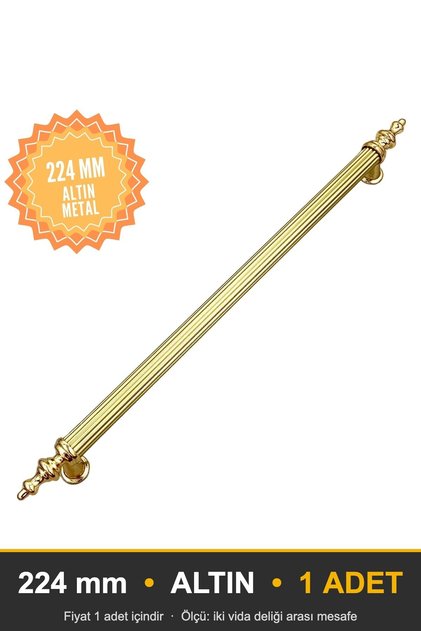 Elif Gold 224 mm Handle, Luxury Country Kitchen Furniture Cabinet Drawer Handle