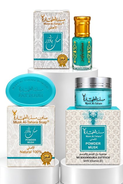 3-Piece Powder Musk Set: Musk 6ml, Soap 50g, Glass Container 50g
