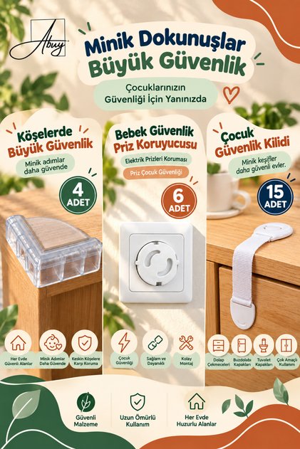 Triple Child Baby Safety and Safety Set Drawer Cabinet Lock Corner Protector Socket Protector