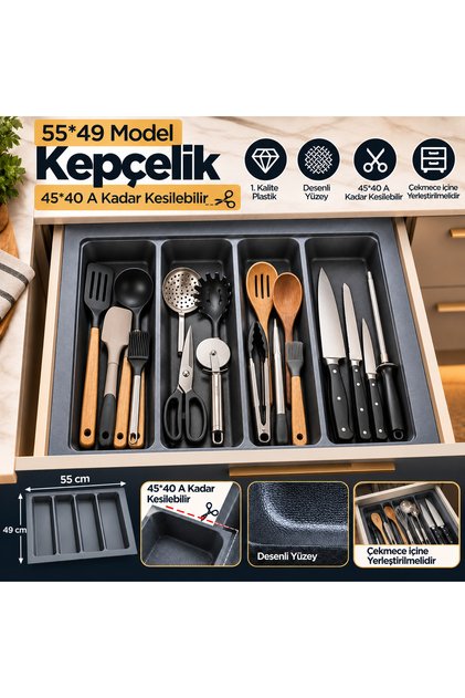 55x49 Cm Çekmece Içi Düzenleyici 55 Cm Kaşıklık 55 Cm Kepçelik (45X40 CM E KADAR KESİLEBİLİR)