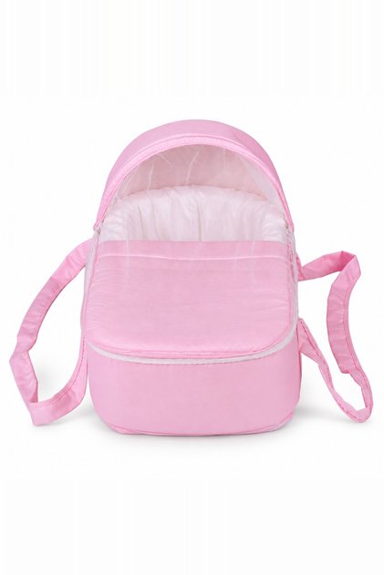 Portable Newborn Baby Carry Cot with Mattress, Pillow, and Mosquito Net, Pink
