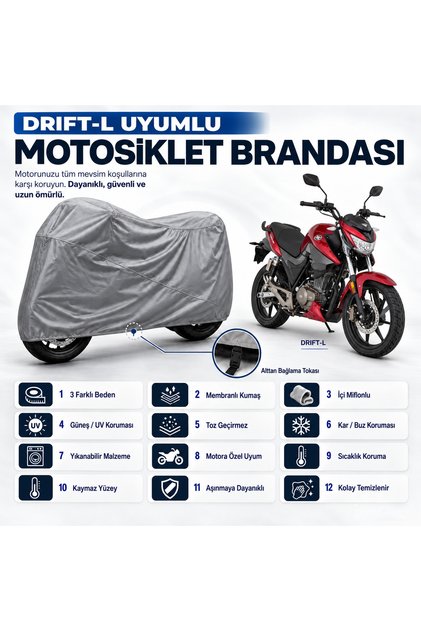 Mondial Dri̇ft-L Compatible High Quality Motorcycle Tarpaulin Protective Cover with Miflon Membrane Inside