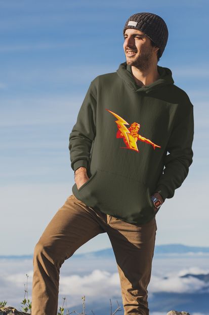 Angemiel Wear Şimşek Zeus Yeşil Erkek Kapüşonlu Sweatshirt Çanta Kombin - 1