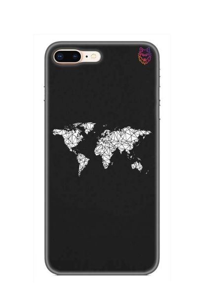 Wolf Dizayn iPhone 8 Plus Silikon Kılıf -World Map - 1