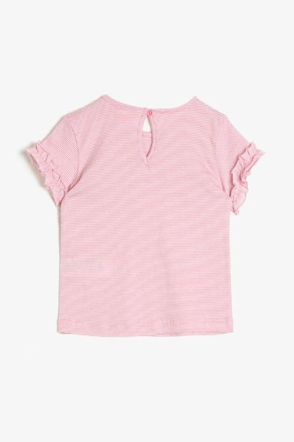Koton Kız Bebek Pembe Fırfır Detaylı T-Shirt - 3
