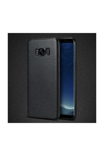 Ally Galaxy S8 Deri Dokulu Premium Soft Silikon Kılıf Siyah