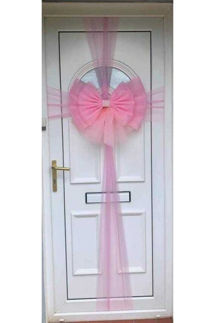 Pembe Pratik Kapı Tülü + Kapı Süsü Aksesuar