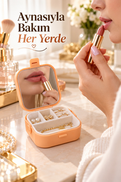 House by House Mini Makeup Jewelry Box with Mirror in a Bag Orange