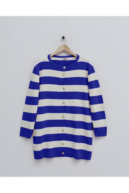 Ringelli Metal Button Steel Knit Casual Cardigan -Cobalt Blue