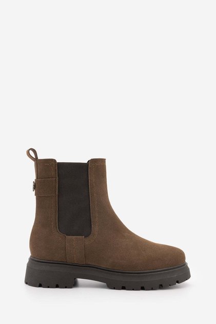 Women's Elastic Side Strap Casual Boots Kolesya Light Brown Suede