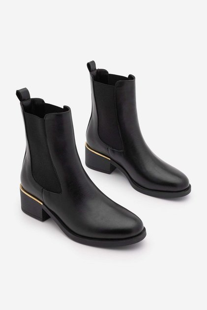 Women's Round Toe Elastic Short Heeled Boots Farel Black