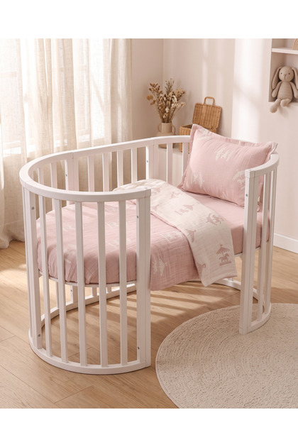 Muslin Baby Duvet Cover Set, 3-Piece, 100% Cotton, with Fitted Sheet, for Cribs, Playards, and Carousels