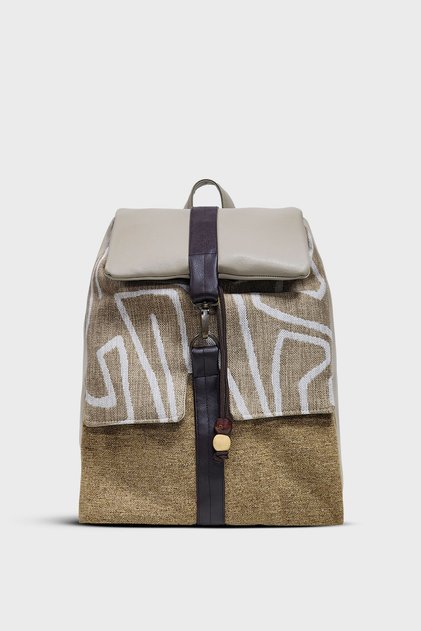 Women's Beige Brown Large Size Backpack