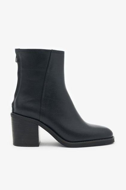 Berry Black Genuine Leather Women's Heeled Boots