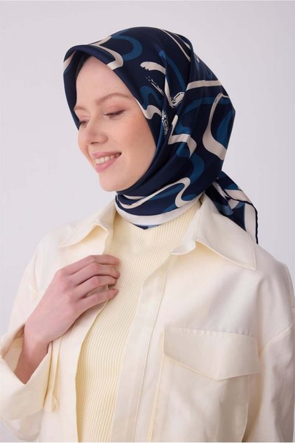 İpek Eşarp - 4309-34 Lacivert Twill
