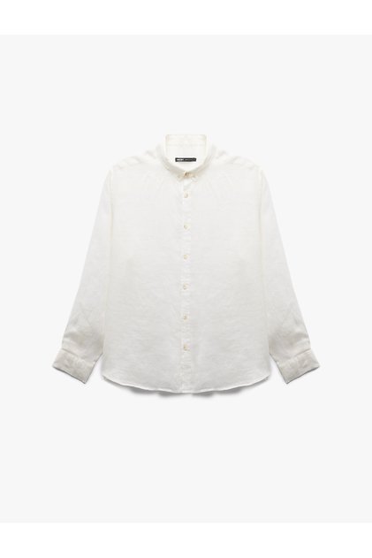 Long-Sleeve Regular Fit Button-Down Collar Classic Linen Shirt