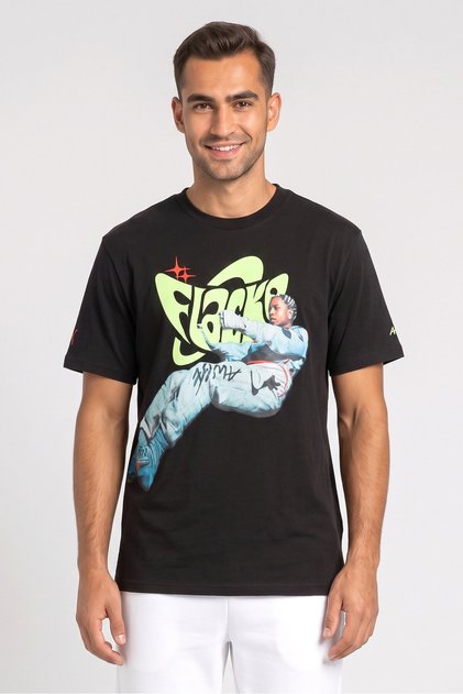 x Select Asap Rocky Flacko Smile Men Sportswear Fit Short Sleeve Outdoor T-shirt, Black