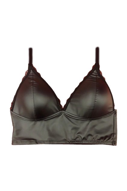 Leather Bustier Black Bra Set