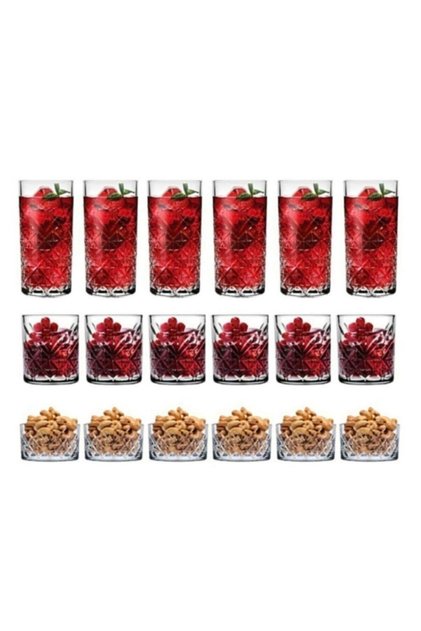 18 Piece Timeless Special Series Soft Drink Water and Snack Bowl Set - K 18 Pcs