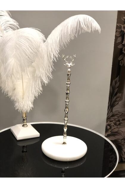 Silver Marble Base Paper Towel Holder with Deer Figure