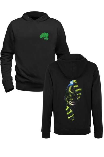 Hulk Design Printed Black Front Back Printed Sweatshirt