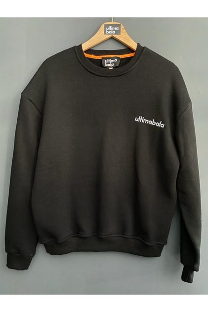 Owersize Içi Pamuklu Bisiklet Yaka Sweatshirt