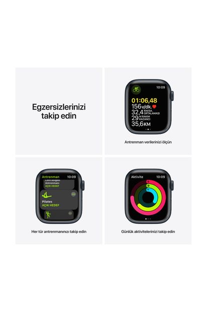 Apple Watch Series 7 41mm GPS Gece Yarısı Alüminyum Kasa ve Spor Kordon-Regular (Apple Türkiye Garantili) - 5