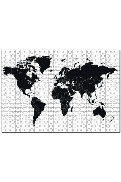 Cakasepetim Black and White World Map 500 Piece Puzzle Jigsaw Puzzle Mdf (Wood)