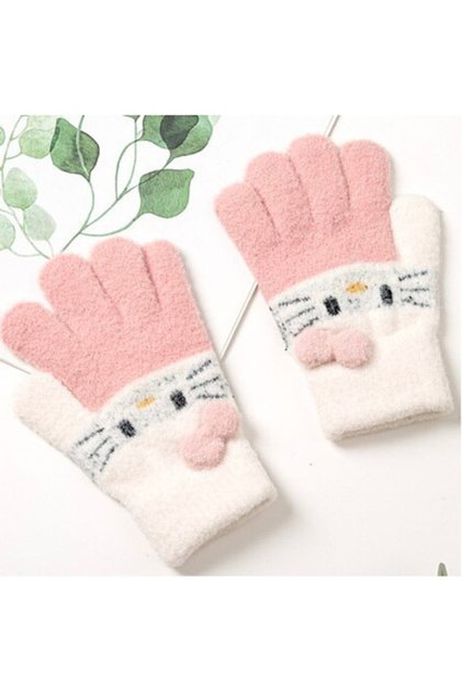 Yumusacik Yun Orgu Eldiven Hello Kitty 3-8 Yas