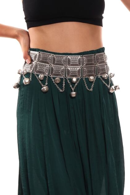 Women's Antique Silver Plated Design Bell Ethnic Belt
