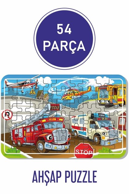 Arabalar A4 54 Parça Puzzle, Oyuncak, Yapboz 54 Parça Ahşap Puzzle