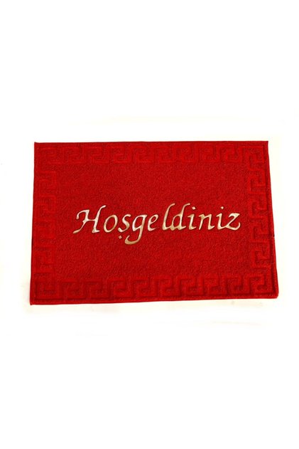 Welcome Written Door Mat Plastic Curly 40x60cm Red Color