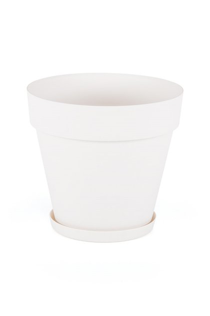 Ys04 Yalı Saksı Drenaj Aparatlı Tabaklı Dekoratif Saksı 24cm, 6 Litre Kirli Beyaz