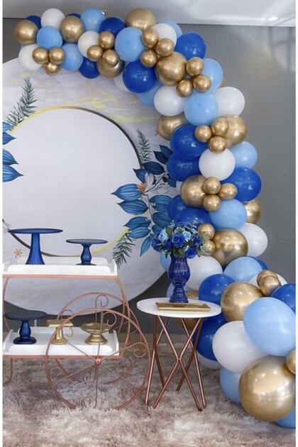 Baby Boy Birthday Concept Balloon and Chain in Blue Tones