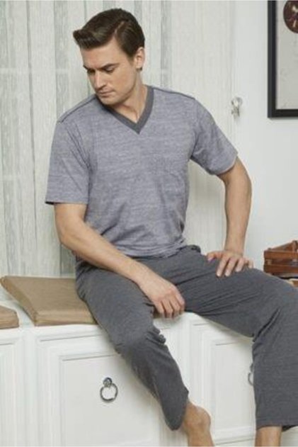 7557 Men's V-Neck Pajama Set
