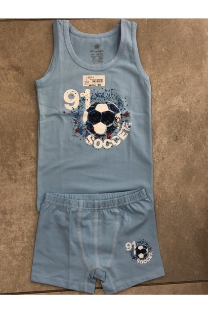 Cotton Patterned 9-10 Years Old Boy Athlete Boxer Shorts Set